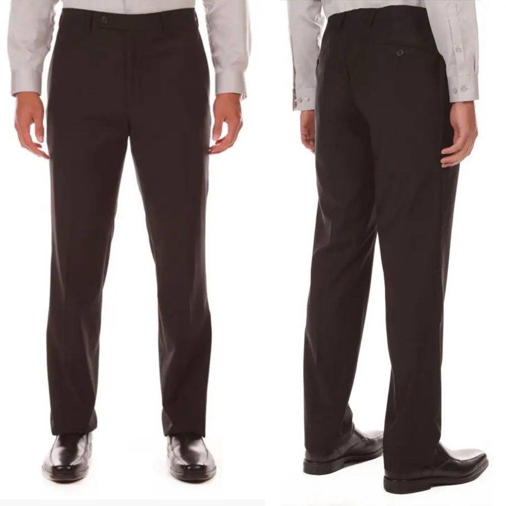 NWT Lauren Ralph Lauren Norton Ultraflex Dress Pants 40x30 Black Flat Front - Picture 2 of 14